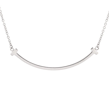 Tiffany & Co. T Smile Pendant Necklace 18K White Gold Small