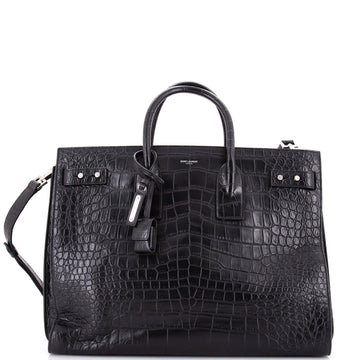 Saint Laurent Sac de Jour Souple Bag Crocodile Embossed Leather Large