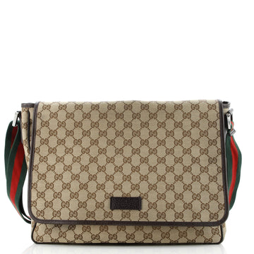 Gucci Web Strap Flap Messenger GG Canvas Medium