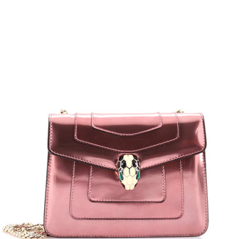 Bvlgari Serpenti Forever Square Shoulder Bag Metallic Leather Small