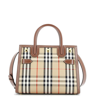 Burberry Title Two Handle Tote Vintage Check Canvas and Leather Mini