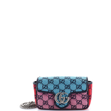 Gucci GG Marmont Flap Bag Diagonal Quilted GG Canvas Super Mini