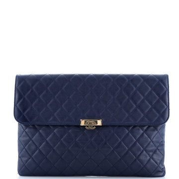 Chanel Golden Class O Case Clutch Quilted Caviar Large