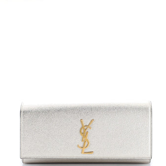 Saint Laurent Classic Monogram Clutch Metallic Calfskin Long