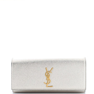 Saint Laurent Classic Monogram Clutch Metallic Calfskin Long