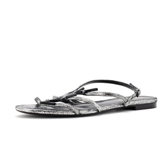 Saint Laurent Women's Cassandra Flat Sandals Leather