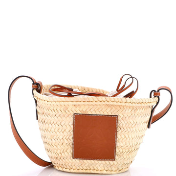 Loewe Drawstring Bucket Crossbody Bag Raffia and Leather