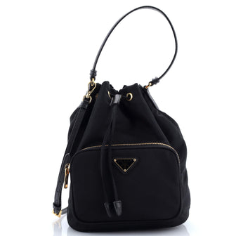 Prada Duet Drawstring Bucket Bag Tessuto Small