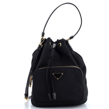 Prada Duet Drawstring Bucket Bag Tessuto Small