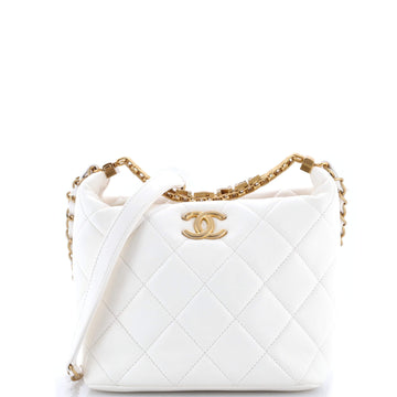 Chanel Crystal Logo Letters Chain Handle Hobo Quilted Lambskin Small