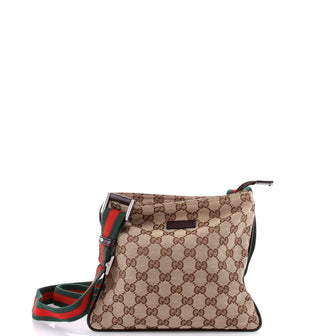 Gucci Web Strap Zip Messenger Bag GG Canvas Small Brown 3542891