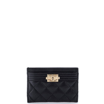 Chanel Boy Card Holder Quilted Caviar