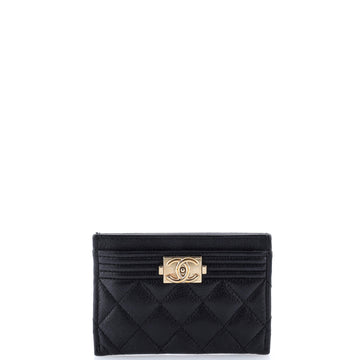 Chanel Boy Card Holder Quilted Caviar