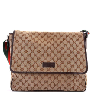 Gucci Web Strap Flap Messenger GG Canvas Medium