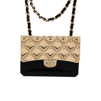Chanel Flap Bag Chain Pendant Necklace Quilted Metal with Lambskin and Resin