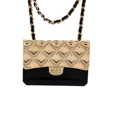 Chanel Flap Bag Chain Pendant Necklace Quilted Metal with Lambskin and Resin