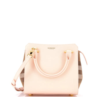 Burberry Banwell Tote Leather and House Check Canvas Mini
