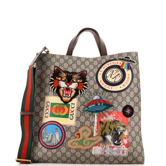 Gucci Courrier Convertible Soft Open Tote GG Coated Canvas with Applique North South
