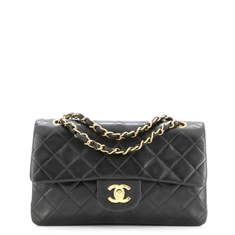 Chanel Vintage Classic Double Flap Bag Quilted Lambskin Small