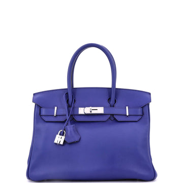 Hermes Birkin Handbag Blue Swift with Palladium Hardware 30