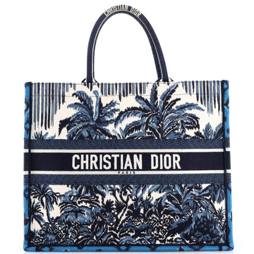 Christian Dior Book Tote Embroidered Canvas Large