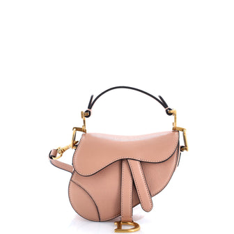 Christian Dior Saddle Handbag with Strap Leather Micro