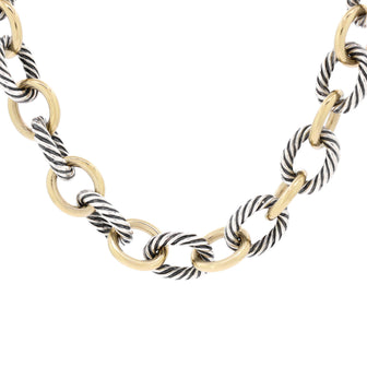 David Yurman Oval Link Necklace Sterling Silver and 18K Yellow Gold Large