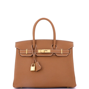 Hermes Birkin Handbag Brown Togo with Gold Hardware 30