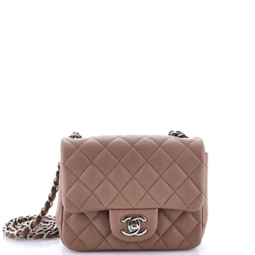 Chanel Square Classic Single Flap Bag Quilted Caviar Mini