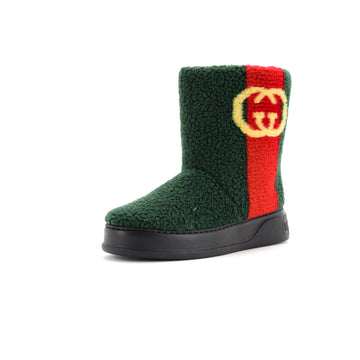 Gucci Women's Interlocking G Web Boots Shearling