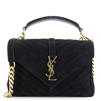 Saint Laurent Classic Monogram College Bag Chevron Corduroy Medium