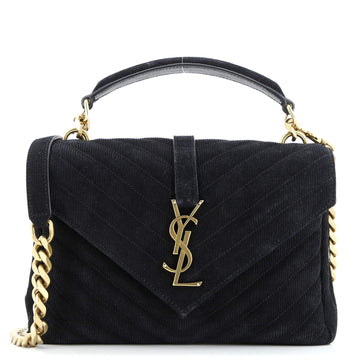 Saint Laurent Classic Monogram College Bag Chevron Corduroy Medium