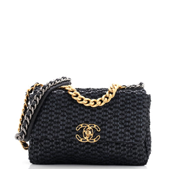 Chanel 19 Flap Bag Quilted Raffia Medium