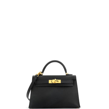 Hermes Kelly Mini II Bag Black Epsom with Gold Hardware 20