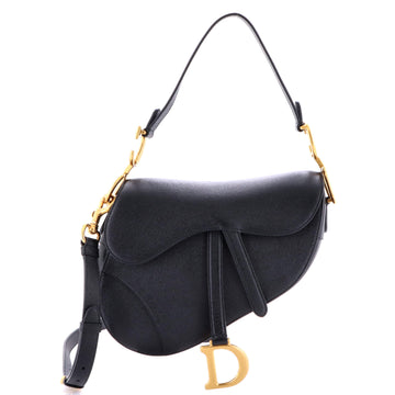 Christian Dior Saddle Handbag with Strap Leather Medium