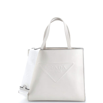 Prada Logo Drill Tote Leather Small