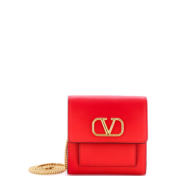 Valentino Garavani VLogo Front Pocket Chain Crossbody Bag Leather Mini