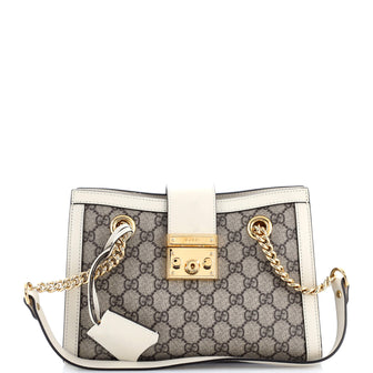 Gucci Padlock Chain Tote GG Coated Canvas with Leather Small