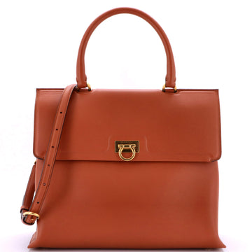 Salvatore Ferragamo Trifolio Top Handle Bag Leather Medium
