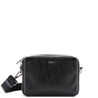 Christian Dior Double Zip Crossbody Pouch Oblique Galaxy Leather