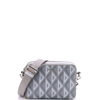 Christian Dior Double Zip Crossbody Pouch CD Diamond Coated Canvas