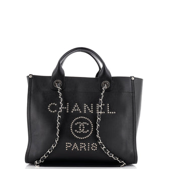 Chanel Deauville Tote Studded Caviar Small