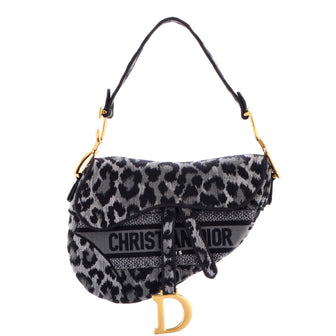 Christian Dior Saddle Handbag Mizza Embroidered Canvas Medium