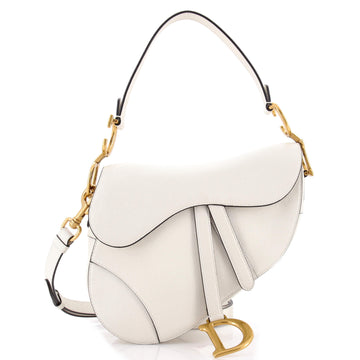Christian Dior Saddle Handbag with Strap Leather Medium
