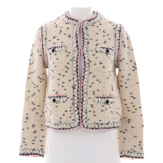 Chanel Women's Braid Trim Collarless Four Pocket Jacket Cashmere Blend