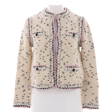 Chanel Women's Braid Trim Collarless Four Pocket Jacket Cashmere Blend