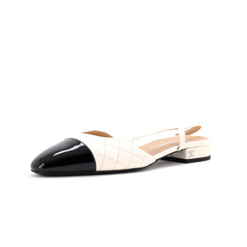Chanel Women's Cap Toe CC Slingback Flats Leather