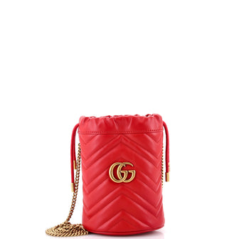 Gucci GG Marmont Bucket Bag Matelasse Leather Mini