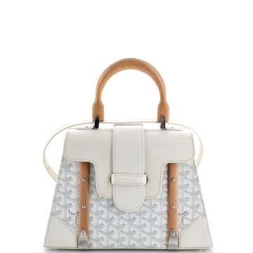 Goyard Saigon Top Handle Bag Coated Canvas with Leather PM