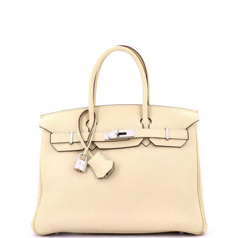 Hermes Birkin Handbag Light Togo with Palladium Hardware 30